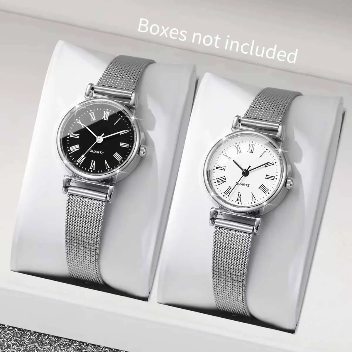 Stainless Mesh Band - 1/2 adet moda kadın saatler rahat